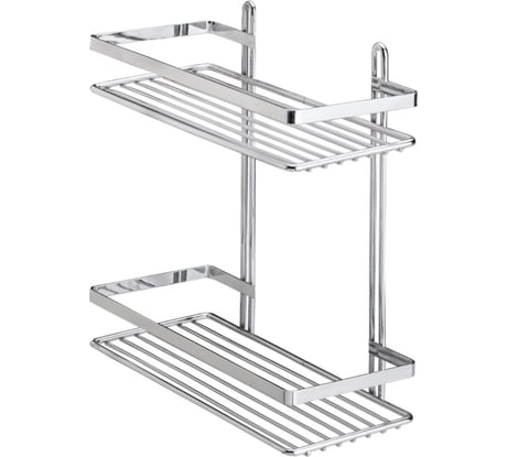 Полка в ванную TEKNO-TEL прямая, 2 яруса, 25x12x27 хром ES067