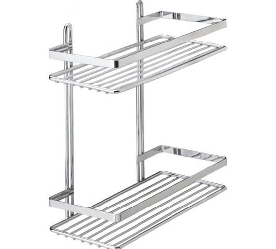 Полка в ванную TEKNO-TEL прямая, 2 яруса, 25x12x27 хром ES067