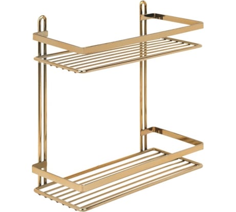 Полка в ванную TEKNO-TEL ES067G прямая, 2 яруса, 25х12х27, золотистый ES067G