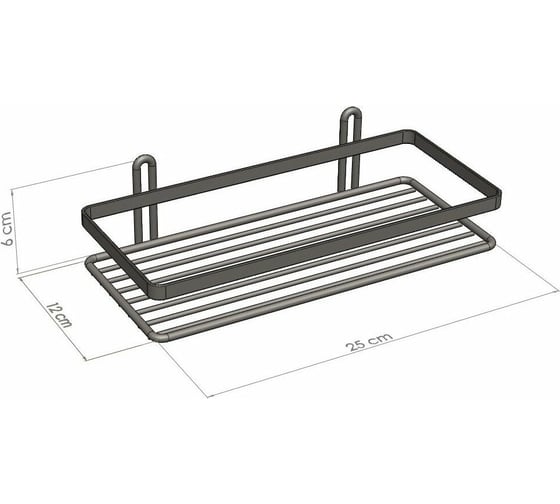 Полка в ванную TEKNO-TEL прямая, 1 ярус, 25x12x6 хром ES081