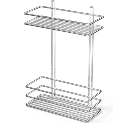 Полка в ванную TEKNO-TEL прямая, 2 яруса, 25x11x37 хром LM005
