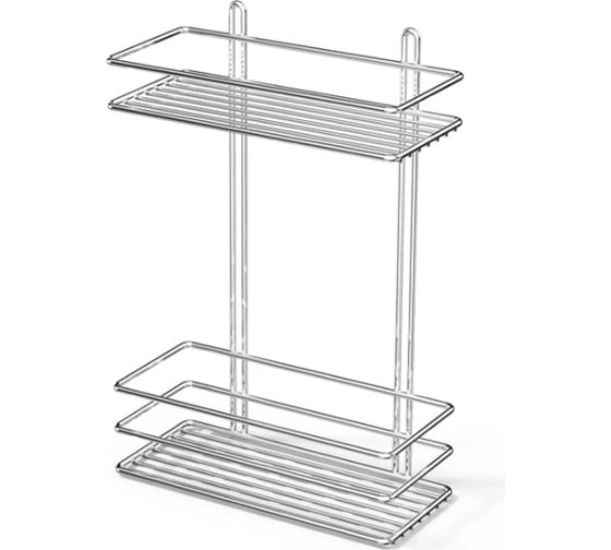 Полка в ванную TEKNO-TEL прямая, 2 яруса, 25x11x37 хром LM005 1