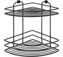 Полка в ванную TEKNO-TEL угловая, 2 яруса, 20x20x28 чёрный матовый BK022B