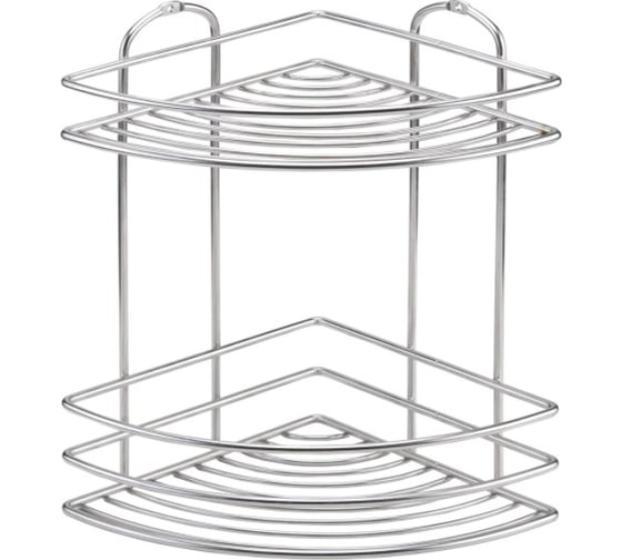 Полка в ванную TEKNO-TEL угловая, 2 яруса, 20x20x28 нерж.сталь глянцевый BK022SSS