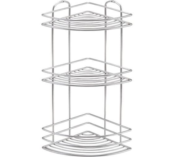 Полка в ванную TEKNO-TEL угловая, 3 яруса, 20x20x46 хром BK023 1