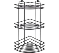 Полка в ванную TEKNO-TEL угловая, 3 яруса, 20x20x46 чёрный матовый BK023B
