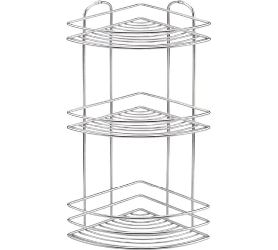 Полка в ванную TEKNO-TEL угловая, 3 яруса, 20x20x46 нерж.сталь глянцевый BK023SSS