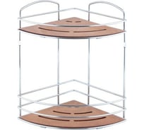 Полка в ванную TEKNO-TEL угловая, 2 яруса, 21x21x31 дерево/хром BK074