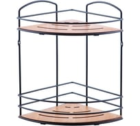 Полка в ванную TEKNO-TEL угловая, 2 яруса, 21x21x31 дерево/чёрный BK074B