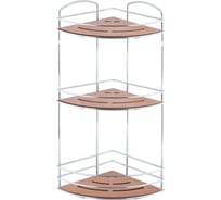Полка в ванную TEKNO-TEL угловая, 3 яруса, 21x21x49 дерево/хром BK075