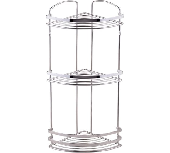 Полка в ванную TEKNO-TEL угловая, 3 яруса, 20x20x50 нерж.сталь матовый BK083SSM