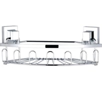 Полка в ванную TEKNO-TEL угловая, 1 ярус, 33x13x14 самоклеящаяся хром EF255