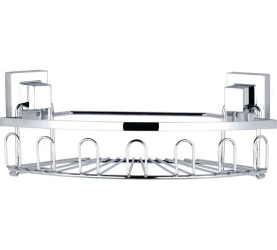 Полка в ванную TEKNO-TEL угловая, 1 ярус, 33x13x14 самоклеящаяся хром EF255