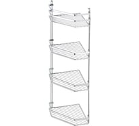 Полка в ванную TEKNO-TEL угловая, 4 яруса, 20x20x76 хром ES059