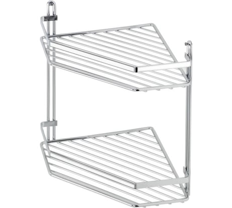 Полка в ванную TEKNO-TEL угловая, 2 яруса, 20x20x30 хром ES075