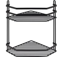 Полка в ванную TEKNO-TEL угловая, 2 яруса, 20x20x30 чёрный матовый ES075B