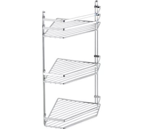 Полка в ванную TEKNO-TEL угловая, 3 яруса, 20x20x50 хром ES076