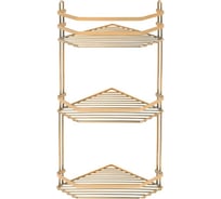 Полка в ванную TEKNO-TEL угловая, 3 яруса, 20x20x50 золотистый ES076G