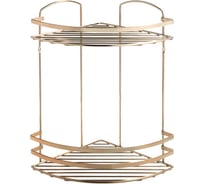 Полка в ванную TEKNO-TEL угловая, 2 яруса, 24x24x37 золотистый LM008G