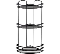 Полка в ванную TEKNO-TEL угловая, 3 яруса, 24x24x62 чёрный матовый LM009B