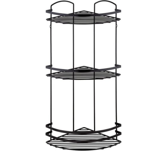 Полка в ванную TEKNO-TEL угловая, 3 яруса, 24x24x62 чёрный матовый LM009B 1