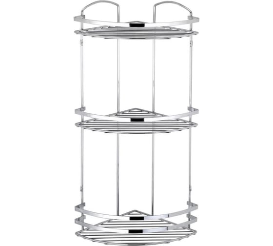 Полка в ванную TEKNO-TEL угловая, 3 яруса, 24x24x62 нерж.сталь глянцевый LM009SSS 1