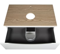 Тумба подвесная 80см белая со столешницей под дерево без раковины BOND T09805