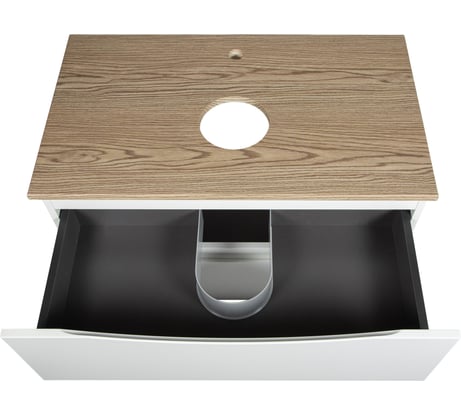 Тумба подвесная 80см белая со столешницей под дерево без раковины BOND T09805