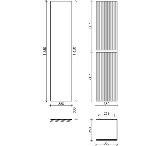 Шкаф-пенал подвесной Sancos Snob T Beige Soft, 350x350x1650 мм PSNT35CE