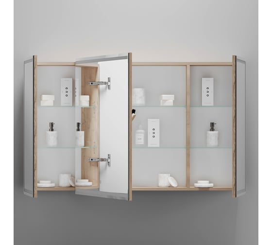 Зеркальный шкаф для ванной комнаты Sancos Mirror 1190x150x740 мм, с LED подсветкой, цвет дуб галифакс натуральный MI120EG
