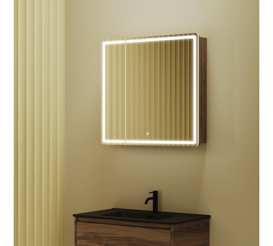 Зеркальный шкаф для ванной комнаты Sancos Mirror 790x150x740 мм, с LED подсветкой, цвет дуб чарльстон MI80ECH