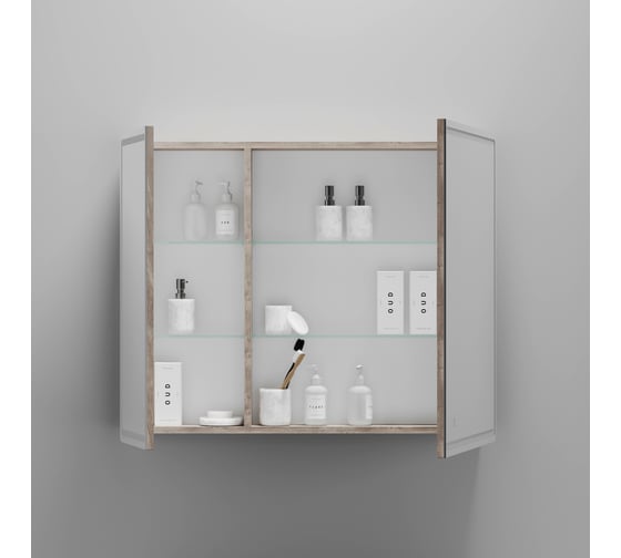 Зеркальный шкаф для ванной комнаты Sancos Mirror 890x150x740 мм, с LED подсветкой, цвет дуб галифакс натуральный MI90EG