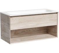 Тумба подвесная Sancos Marmi 1.0 995x445x520 мм, c одним ящиком, оснащенным доводчиками скрытого монтажа и открытой нишей, дуб галифакс натуральный MR1.0100EG