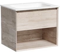 Тумба подвесная Sancos Marmi 1.0 590x445x520 мм, c одним ящиком, оснащенным доводчиками скрытого монтажа и открытой нишей, дуб галифакс натуральный MR1.060EG