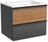Подвесная тумба Sancos Delta 590x445x500, c двумя ящиками оснащенными доводчиками, дуб красный/графит DL60GR 1