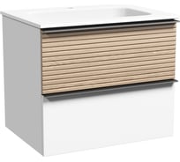 Подвесная тумба Sancos Delta 590x445x500, c двумя ящиками оснащенными доводчиками, дуб светлый/белый DL60W