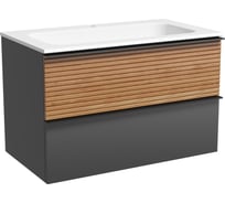 Подвесная тумба Sancos Delta 790x445x500, c двумя ящиками оснащенными доводчиками, дуб красный/графит DL80GR