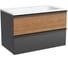Подвесная тумба Sancos Delta 790x445x500, c двумя ящиками оснащенными доводчиками, дуб красный/графит DL80GR 1