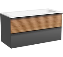 Подвесная тумба Sancos Delta 995x445x500, c двумя ящиками оснащенными доводчиками, дуб красный/графит DL100GR