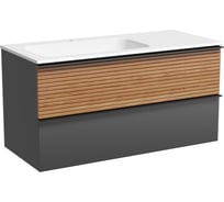 Подвесная тумба Sancos Delta 995x445x500, c двумя ящиками оснащенными доводчиками, левая, дуб красный/графит DL100LGR