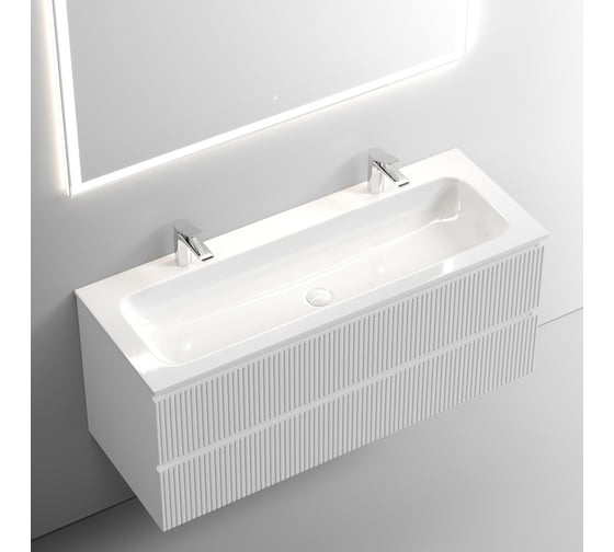 Подвесная тумба Sancos Snob T 1195x445x500, c двумя ящиками оснащенными доводчиками, Bianco SNT120W