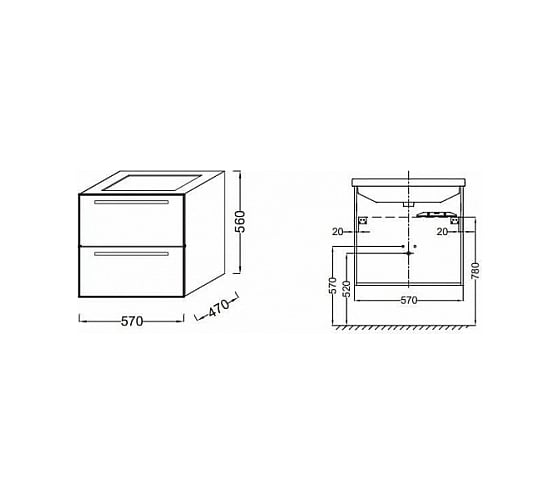 Мебель JACOB DELAFON STRUKTURA EB1276-N18 57 см, для раковины - столешницы 00000053360
