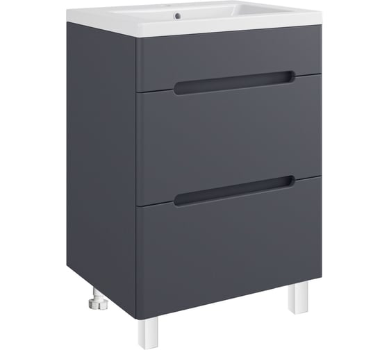 Тумба Runo Парма 60 2 ящика графит, под умывальник Omega60 00-00001454