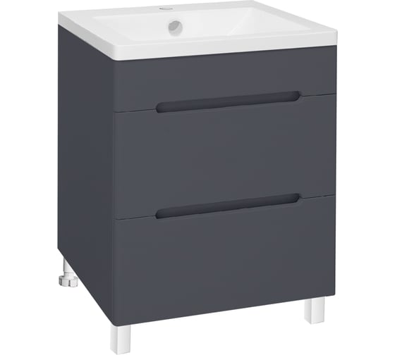 Тумба Runo Парма 60 2 ящика графит, под умывальник Omega60 00-00001454