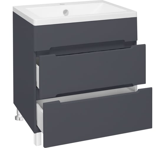 Тумба Runo Парма 60 2 ящика графит, под умывальник Omega60 00-00001454