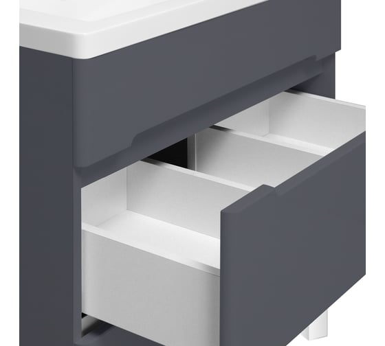 Тумба Runo Парма 60 2 ящика графит, под умывальник Omega60 00-00001454