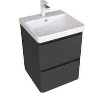 Тумба Aquanet Эмбер 50 2 ящика, цв.черный матовый (330464) 00330464