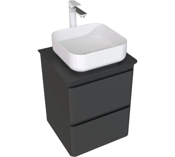 Тумба Aquanet Эмбер 50 2 ящика, цв.черный матовый (330464) 00330464