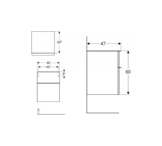 Боковой шкафчик GEBERIT Smyle Square низкий, с двумя выдвижными ящиками 500.357.JR.1 00000072070