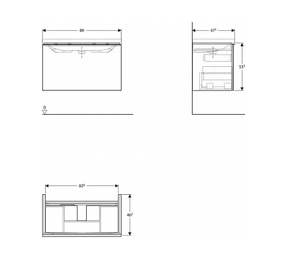 Шкафчик под раковину GEBERIT Acanto 890x535x476 мм 500.612.JK.2 00000058420